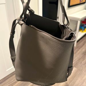All Saints Taupe Brown Pebbled Leather Crossbody Bag
